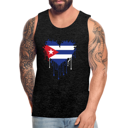 Heart of Cuba Flag Men’s Premium Tank Top - charcoal grey