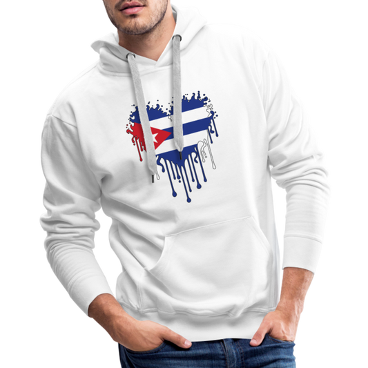 Heart of Cuba Flag Men’s Premium Hoodie - white