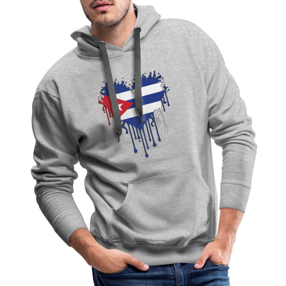 Heart of Cuba Flag Men’s Premium Hoodie - heather grey