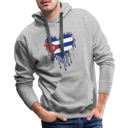 Heart of Cuba Flag Men’s Premium Hoodie - heather grey