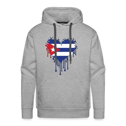 Heart of Cuba Flag Men’s Premium Hoodie - heather grey