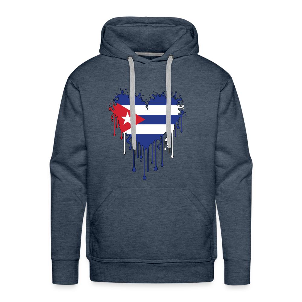 Heart of Cuba Flag Men’s Premium Hoodie - heather denim