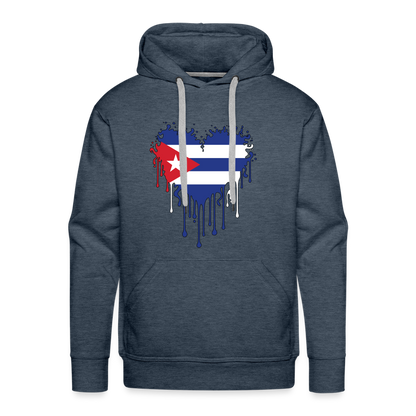 Heart of Cuba Flag Men’s Premium Hoodie - heather denim