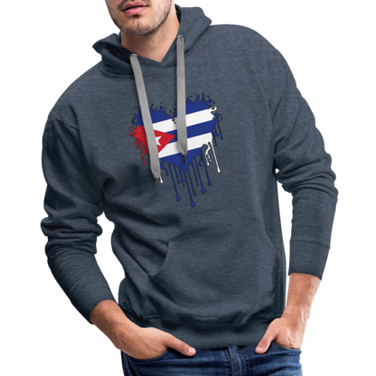 Heart of Cuba Flag Men’s Premium Hoodie - heather denim