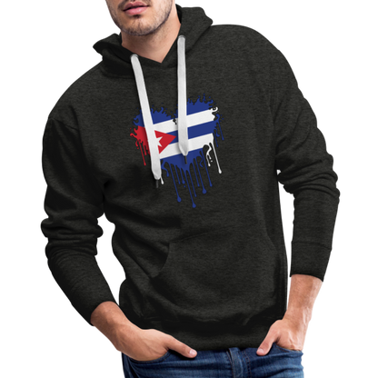 Heart of Cuba Flag Men’s Premium Hoodie - charcoal grey