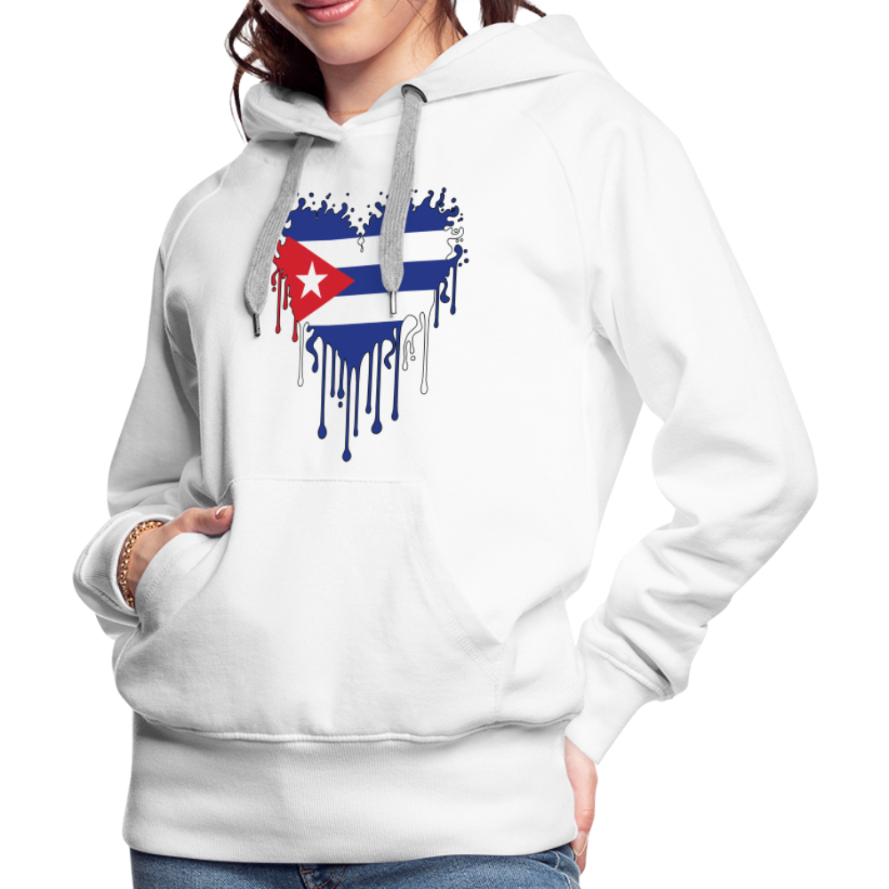 Heart of Cuba Flag Women’s Premium Hoodie - white