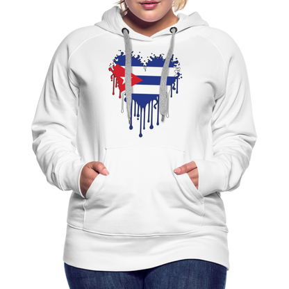 Heart of Cuba Flag Women’s Premium Hoodie - white