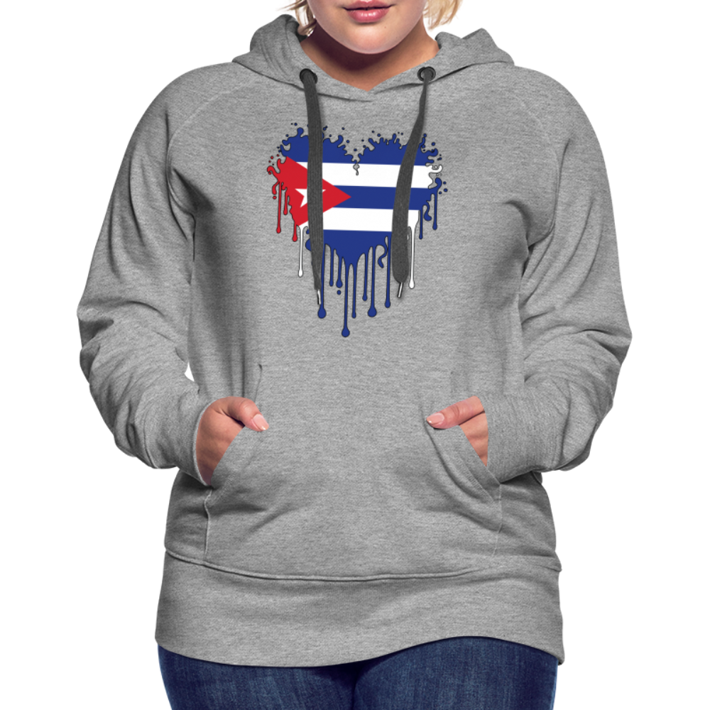 Heart of Cuba Flag Women’s Premium Hoodie - heather grey