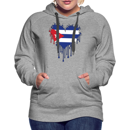 Heart of Cuba Flag Women’s Premium Hoodie - heather grey