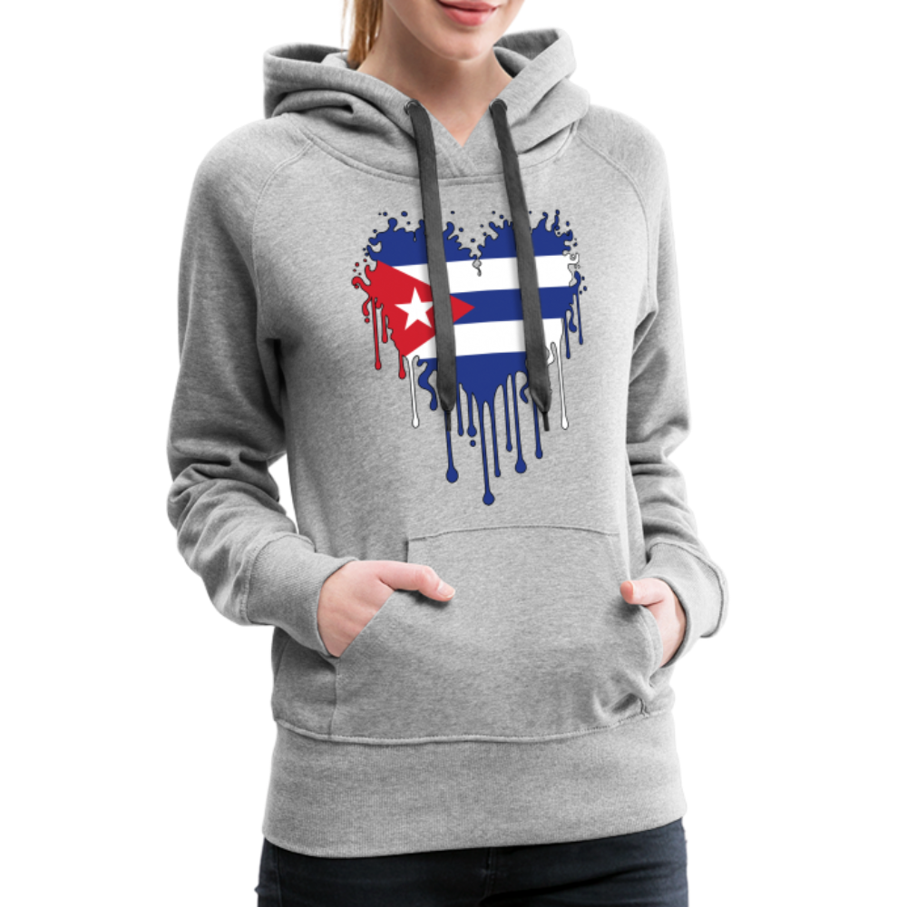 Heart of Cuba Flag Women’s Premium Hoodie - heather grey