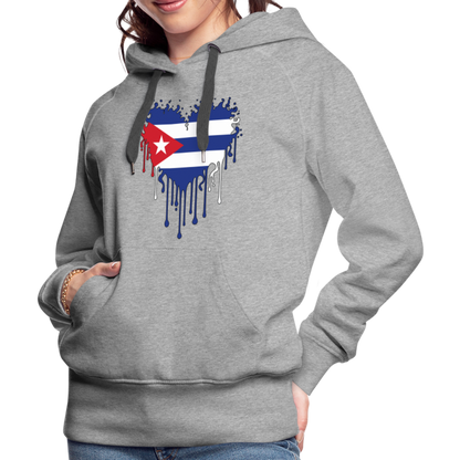 Heart of Cuba Flag Women’s Premium Hoodie - heather grey