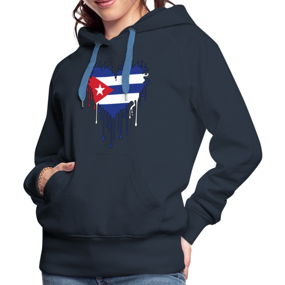 Heart of Cuba Flag Women’s Premium Hoodie - navy