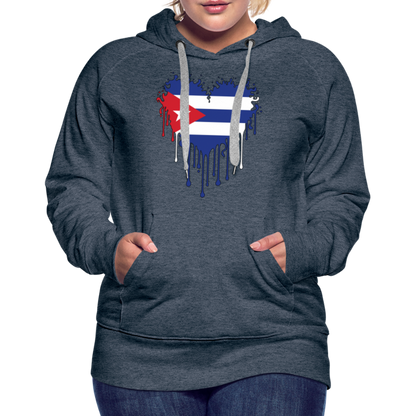 Heart of Cuba Flag Women’s Premium Hoodie - heather denim