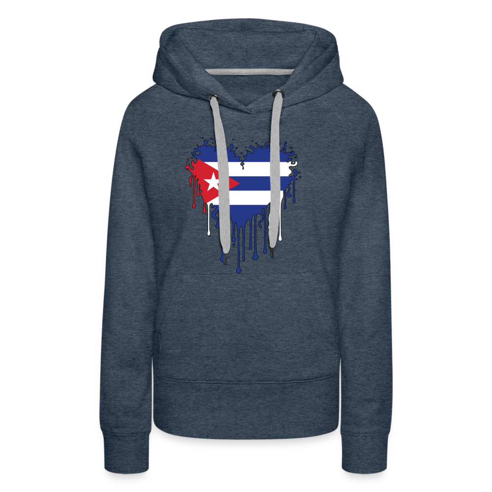 Heart of Cuba Flag Women’s Premium Hoodie - heather denim