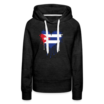 Heart of Cuba Flag Women’s Premium Hoodie - charcoal grey