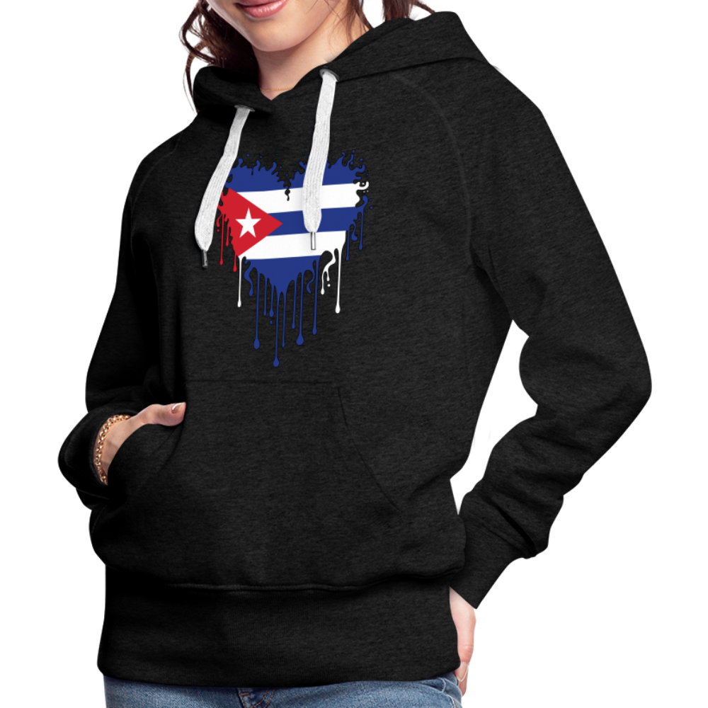 Heart of Cuba Flag Women’s Premium Hoodie - charcoal grey