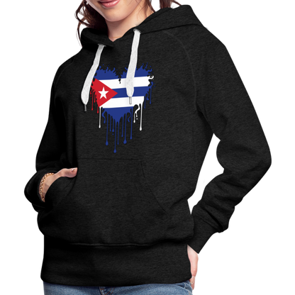 Heart of Cuba Flag Women’s Premium Hoodie - charcoal grey