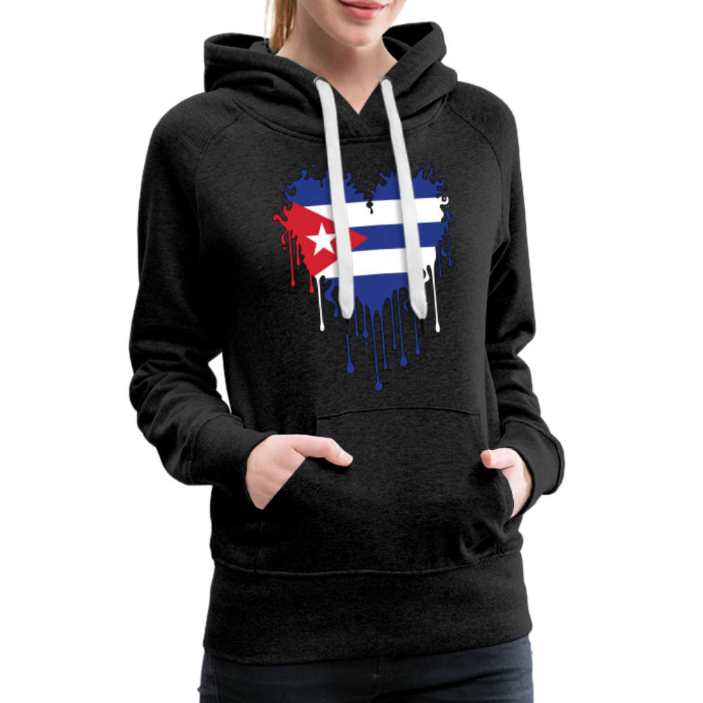 Heart of Cuba Flag Women’s Premium Hoodie - charcoal grey