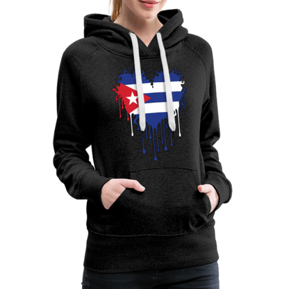 Heart of Cuba Flag Women’s Premium Hoodie - charcoal grey