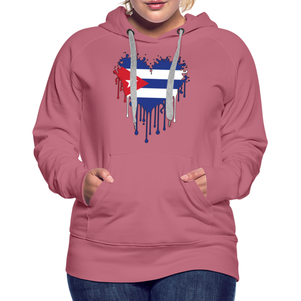 Heart of Cuba Flag Women’s Premium Hoodie - mauve