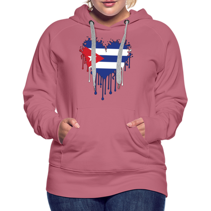 Heart of Cuba Flag Women’s Premium Hoodie - mauve