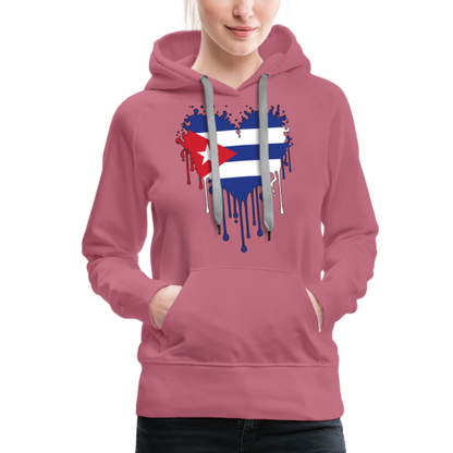 Heart of Cuba Flag Women’s Premium Hoodie - mauve