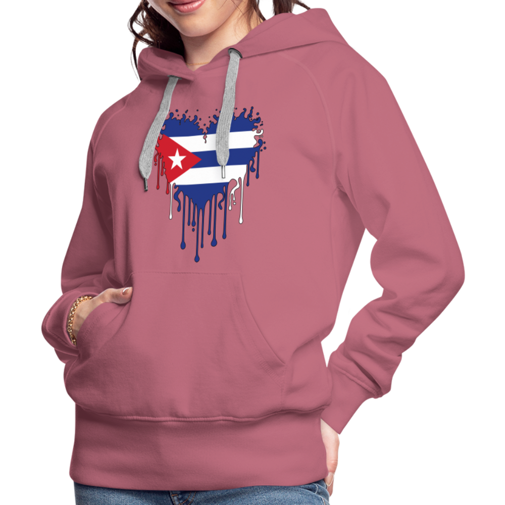 Heart of Cuba Flag Women’s Premium Hoodie - mauve