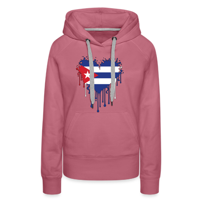 Heart of Cuba Flag Women’s Premium Hoodie - mauve