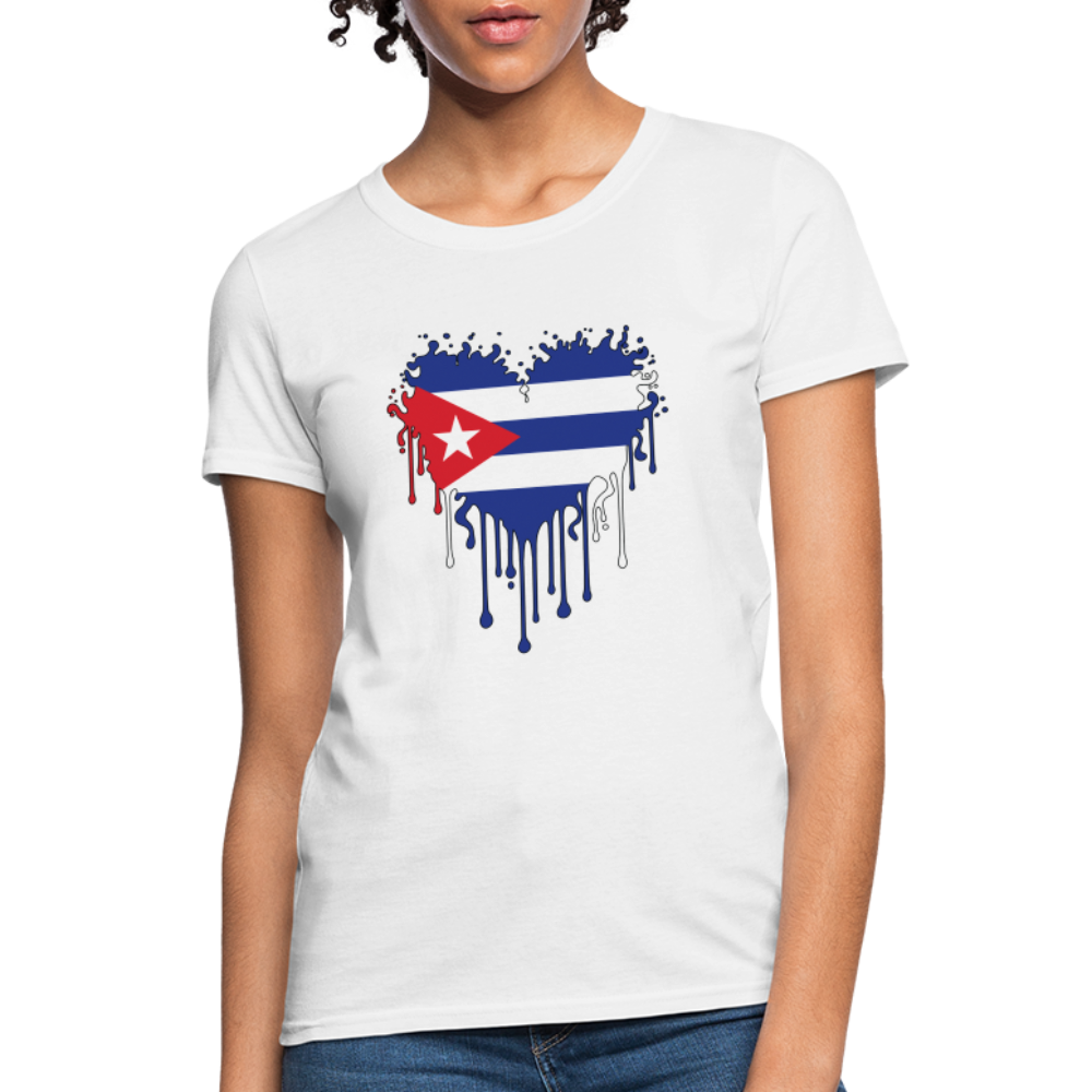 Heart of Cuba Flag Women's Contoured T-Shirt - white