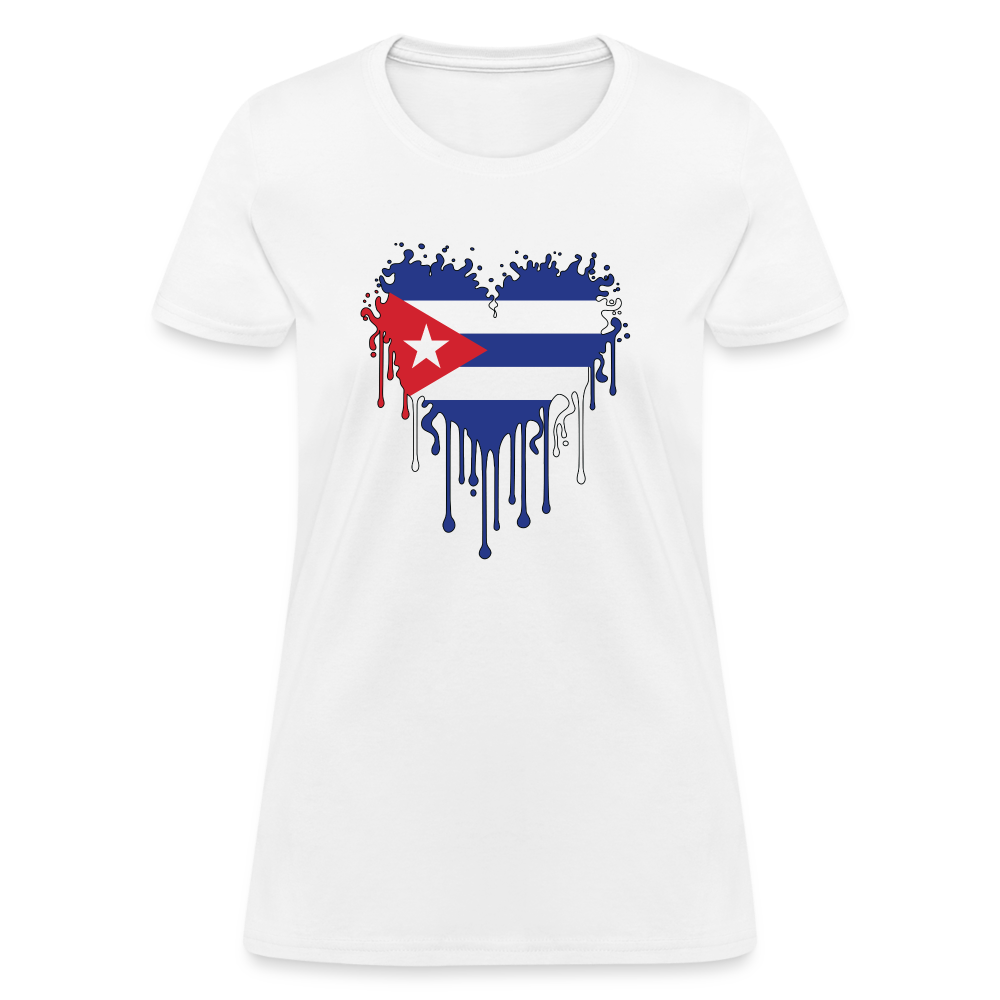 Heart of Cuba Flag Women's Contoured T-Shirt - white