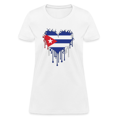 Heart of Cuba Flag Women's Contoured T-Shirt - white