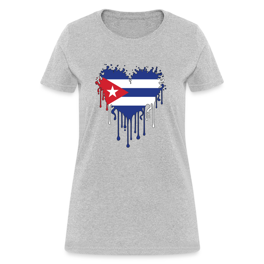 Heart of Cuba Flag Women's Contoured T-Shirt - heather gray