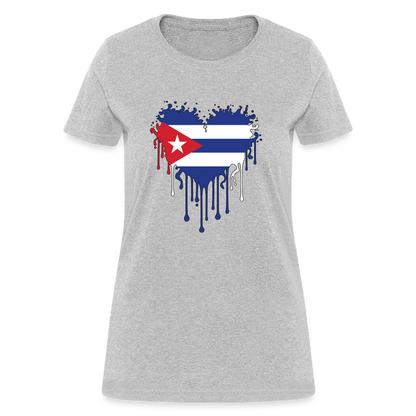 Heart of Cuba Flag Women's Contoured T-Shirt - heather gray