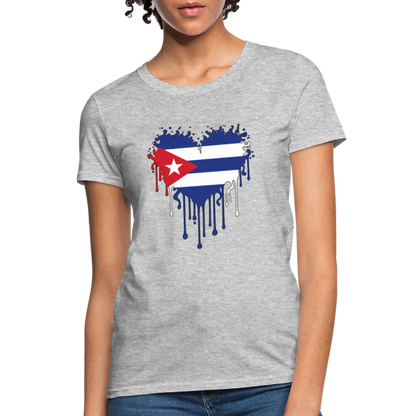 Heart of Cuba Flag Women's Contoured T-Shirt - heather gray