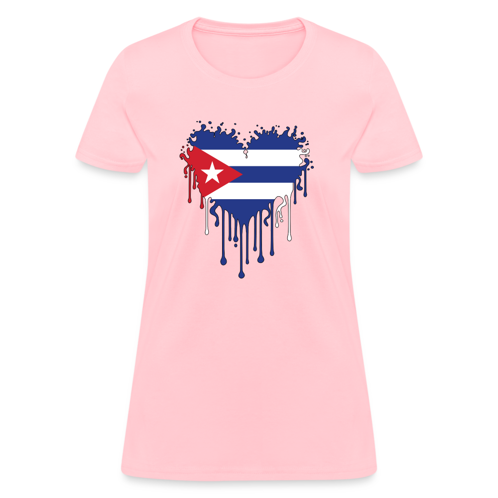 Heart of Cuba Flag Women's Contoured T-Shirt - pink