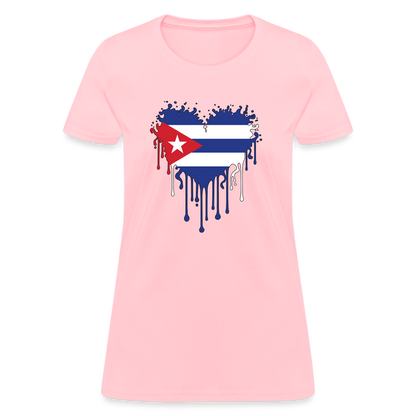 Heart of Cuba Flag Women's Contoured T-Shirt - pink