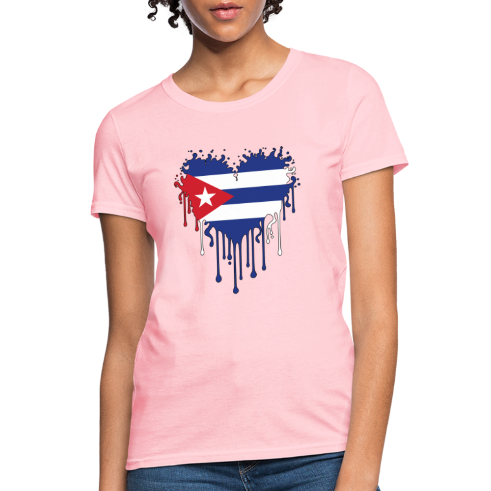 Heart of Cuba Flag Women's Contoured T-Shirt - pink