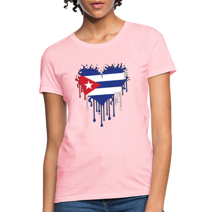 Heart of Cuba Flag Women's Contoured T-Shirt - pink