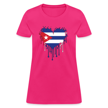 Heart of Cuba Flag Women's Contoured T-Shirt - fuchsia