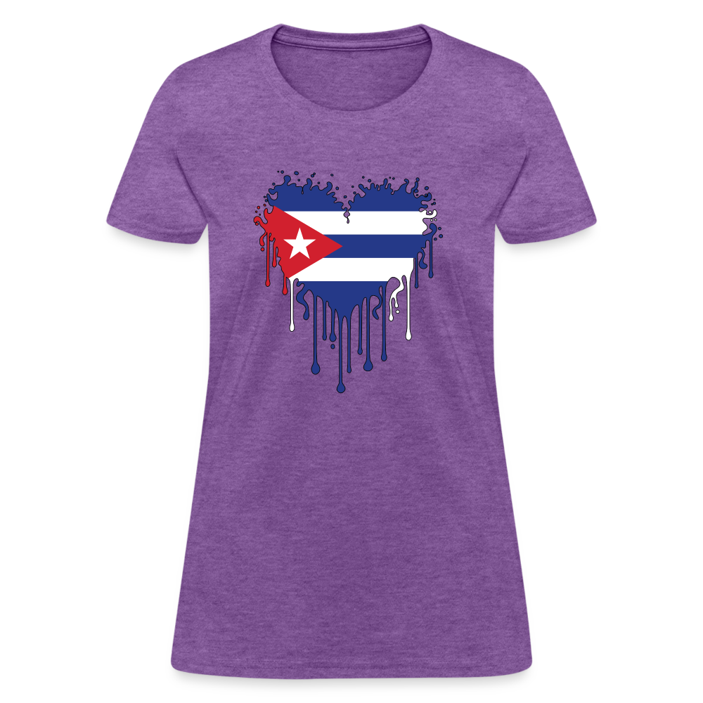 Heart of Cuba Flag Women's Contoured T-Shirt - purple heather