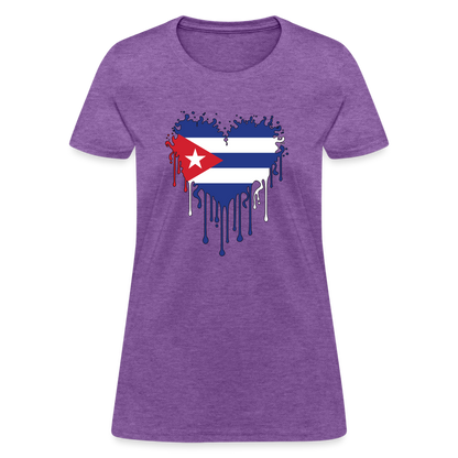 Heart of Cuba Flag Women's Contoured T-Shirt - purple heather