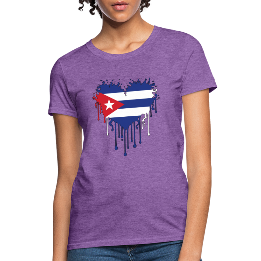 Heart of Cuba Flag Women's Contoured T-Shirt - purple heather