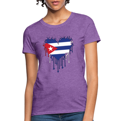 Heart of Cuba Flag Women's Contoured T-Shirt - purple heather