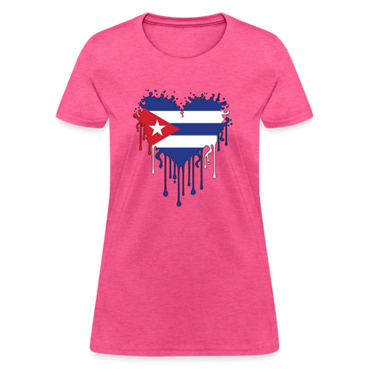 Heart of Cuba Flag Women's Contoured T-Shirt - heather pink