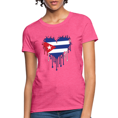 Heart of Cuba Flag Women's Contoured T-Shirt - heather pink