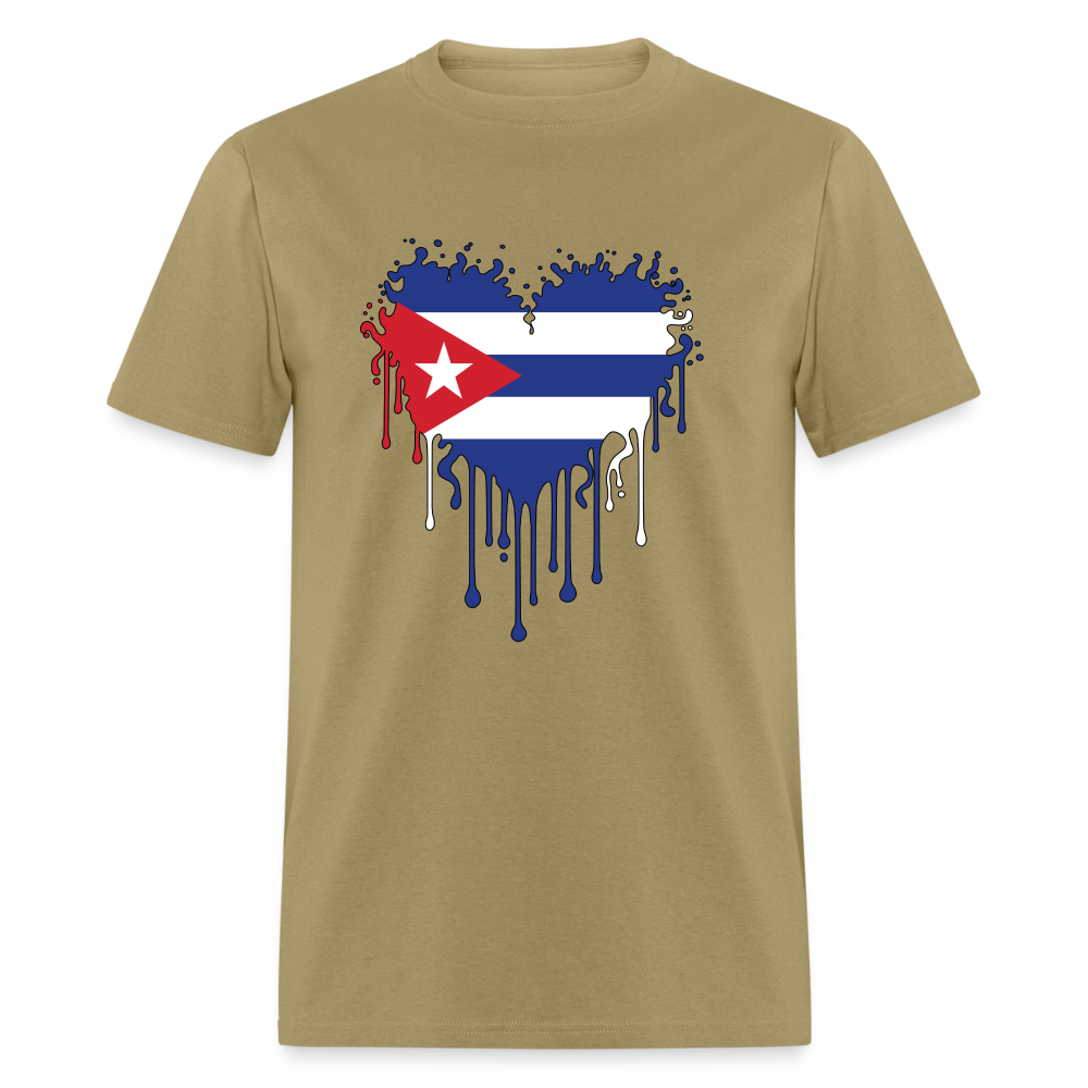 Heart of Cuba Flag T-Shirt - khaki