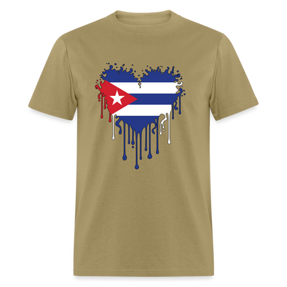 Heart of Cuba Flag T-Shirt - khaki