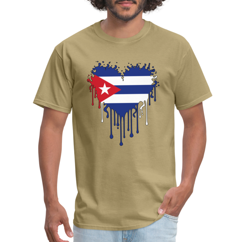 Heart of Cuba Flag T-Shirt - khaki