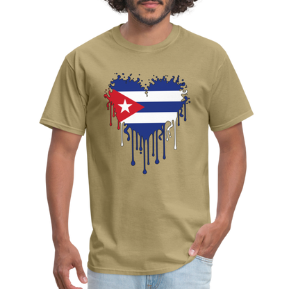 Heart of Cuba Flag T-Shirt - khaki