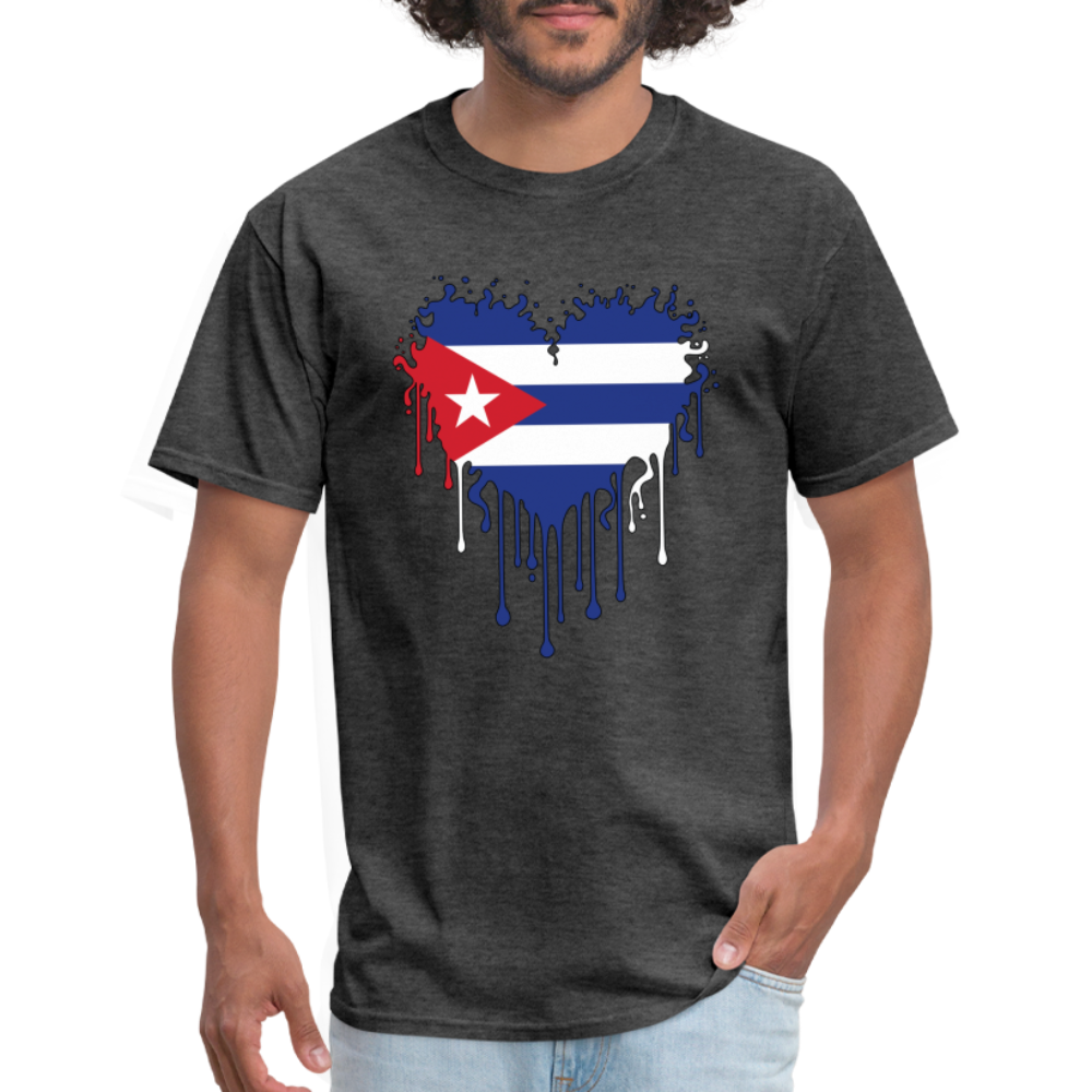 Heart of Cuba Flag T-Shirt - heather black